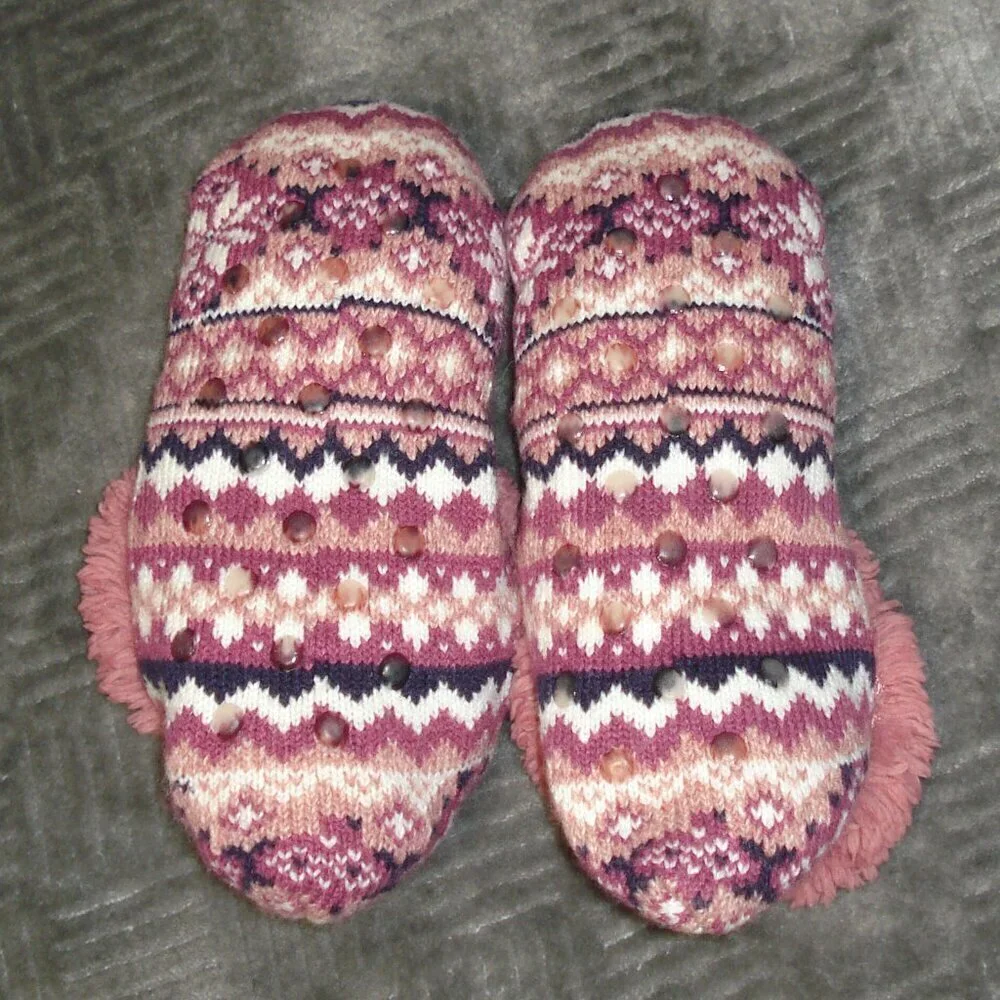NO BRAND Girls Slippers Size 1.5 Pink White Multicolor